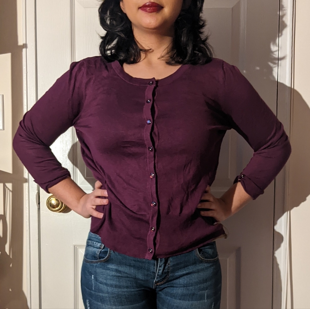 Pina Rossi Burgundy Cardigan